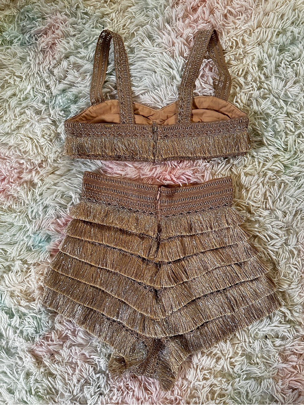 PatBo Fringe Bralette in Gold Size 4 - Picture 10 of 15